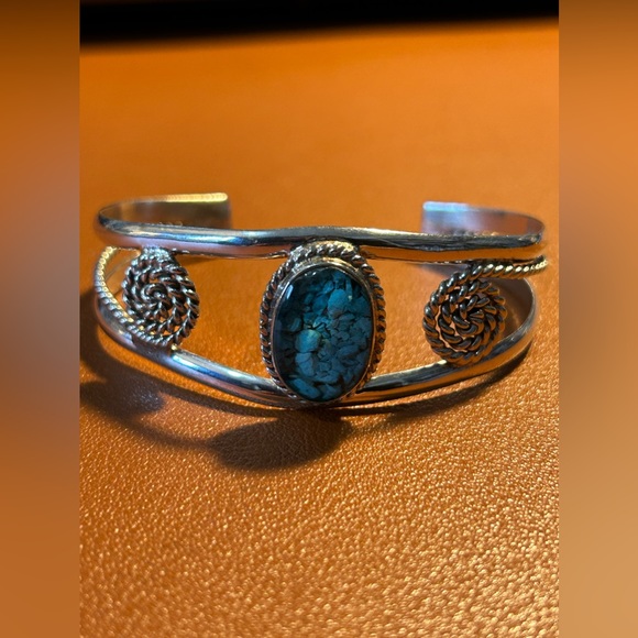 Sterling 925 silver & interesting turquoise bracelet - Picture 3 of 13